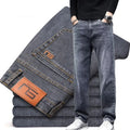 Men Fashion Loose Straight Elasticity Jeans Male Wear-resistant Slim Fit Denim Pants Smart Casual Dark Gray Trousers