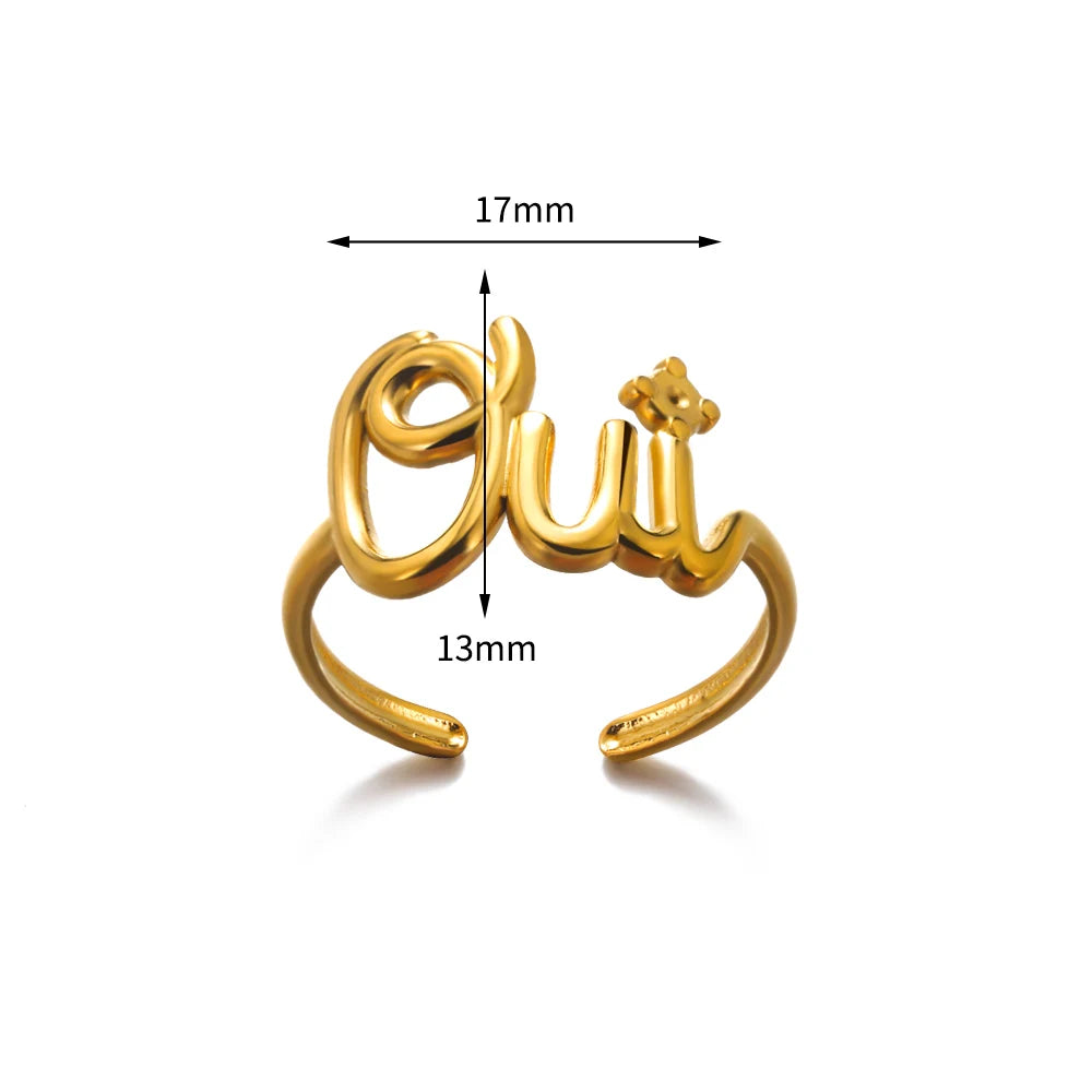 316L Stainless Steel Rings For Women Geometric Heart Wide Ring Adjustable Open Ring Fashion Jewelry Valentine's Day Gift