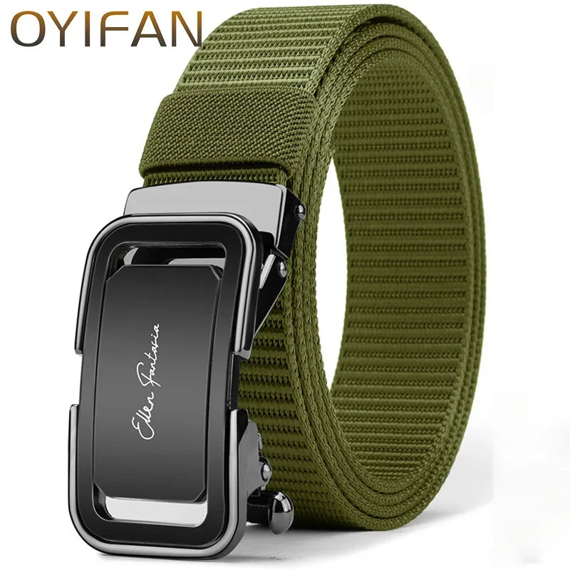 Fashion Men's Belt, Men’s Designer Belts  Alloy Automatic Buckle, Canvas Belt, Sports Belt, Large Size 110-160cm Automatic Belt