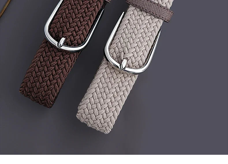 Belt for Men Golf Belt Summer Woven Leather Casual Sports Elastic Adjustable Waistband