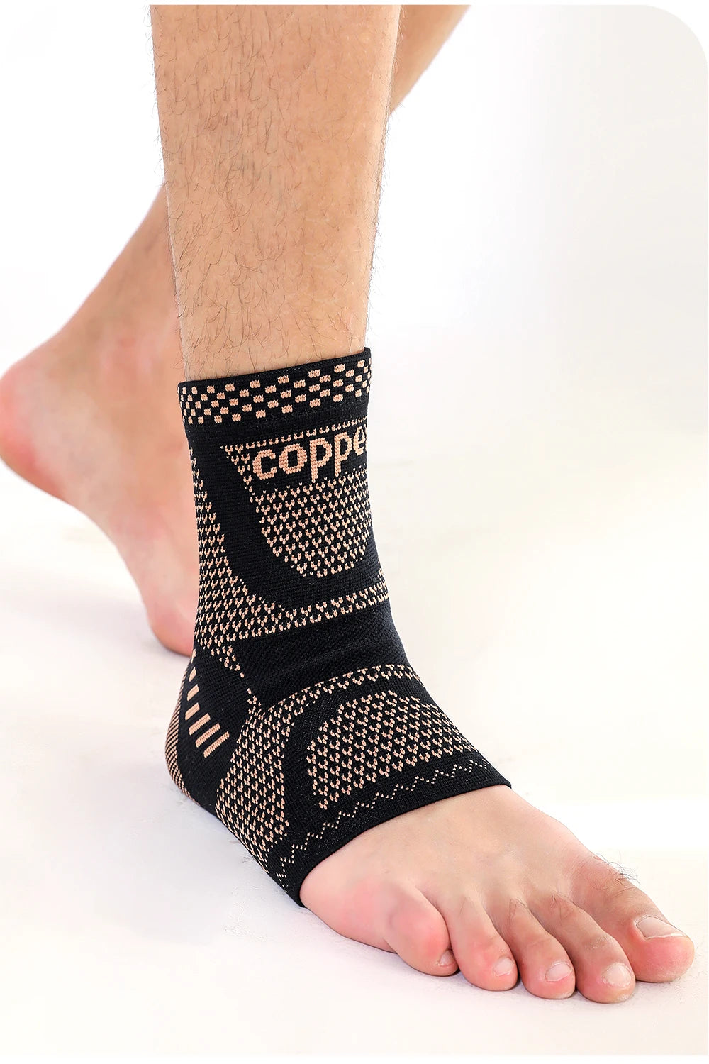 1Pcs Copper Ankle Brace,Infused Ankle Support Compression Sleeve for Men Women,for Foot Pain,Sprained Ankle,Recovery,sports