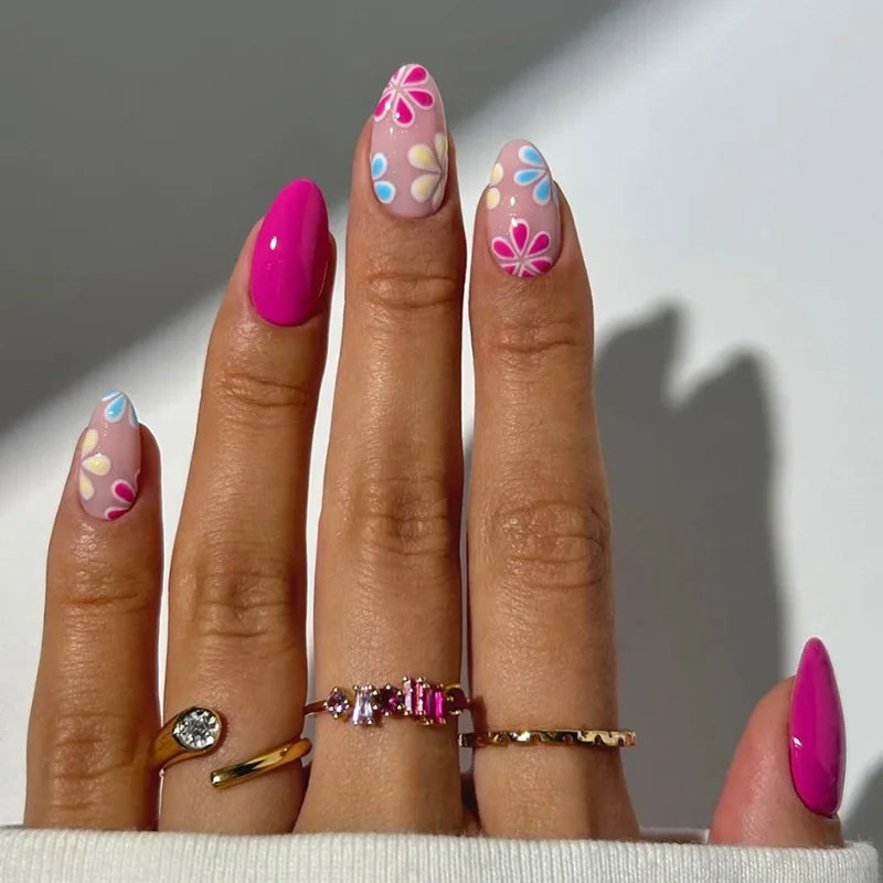 Autumn Matte Press-On Nails | 24pcs Rose Leaf Almond | Full Cover Acrylic Nail Tips with Glue