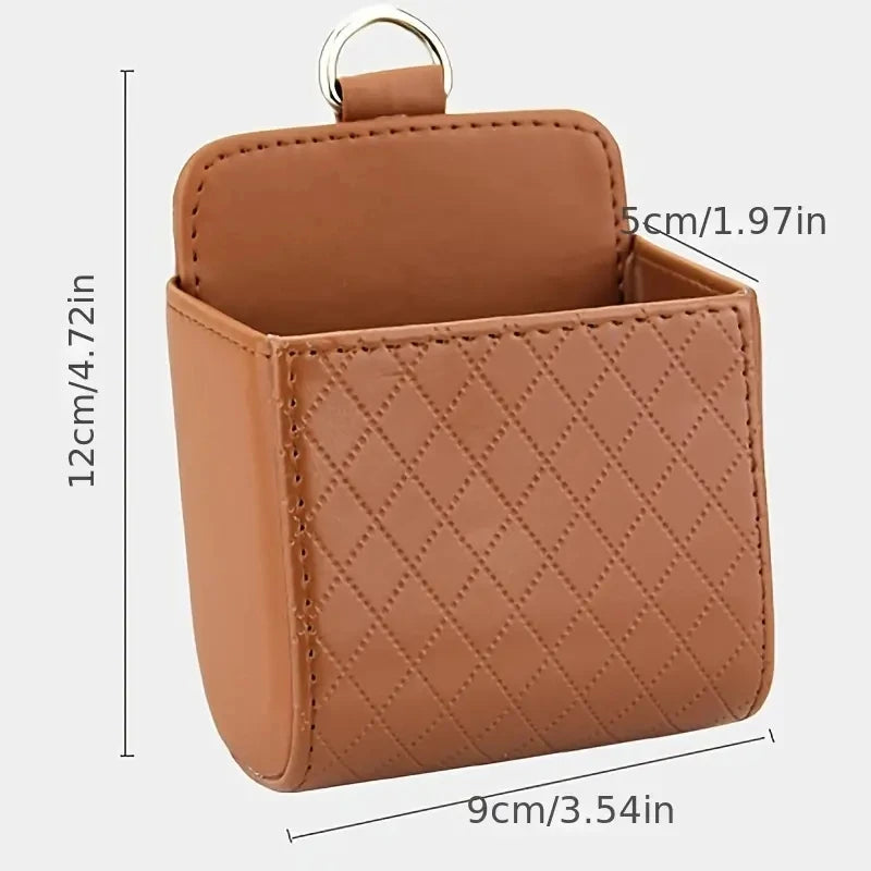 Car Phone Holder Mount Air Vent Hanging Storage Box Car Mobile Phone Bag PU Leather Glasses Organizer Support in Car Accessories
