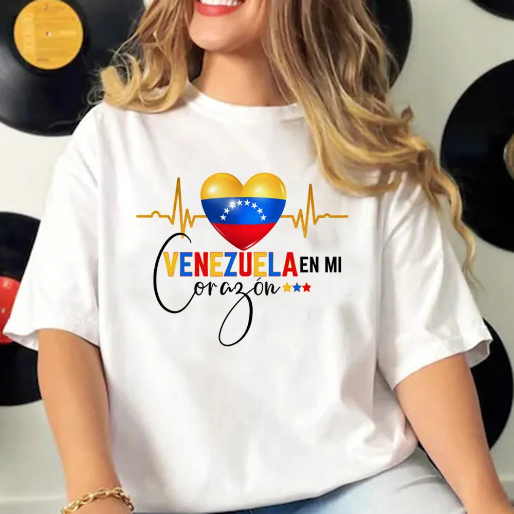 Venezuela t-shirts women crew neck streetwear patterned t shirt girl streetwear clothes