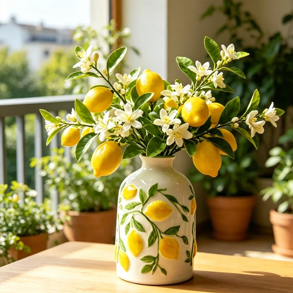 Ceramic Lemon Flower Vase