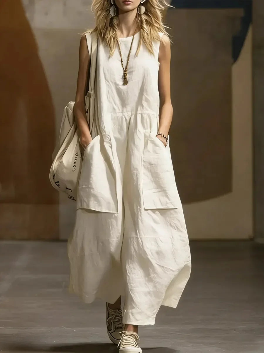 Draped Long Dresses For Women Retro Sleeveless Maxi Dress Woman Summer Holiday Womens Dresses Street Female Dress Robes