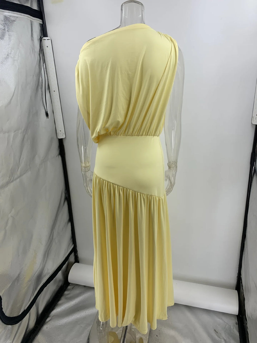 Female Clothing Women's Dress 2025 New Elegant Slant Neck Off-Shoulder Waist Long Solid Color Dresses Elegant Party Dresses 2025