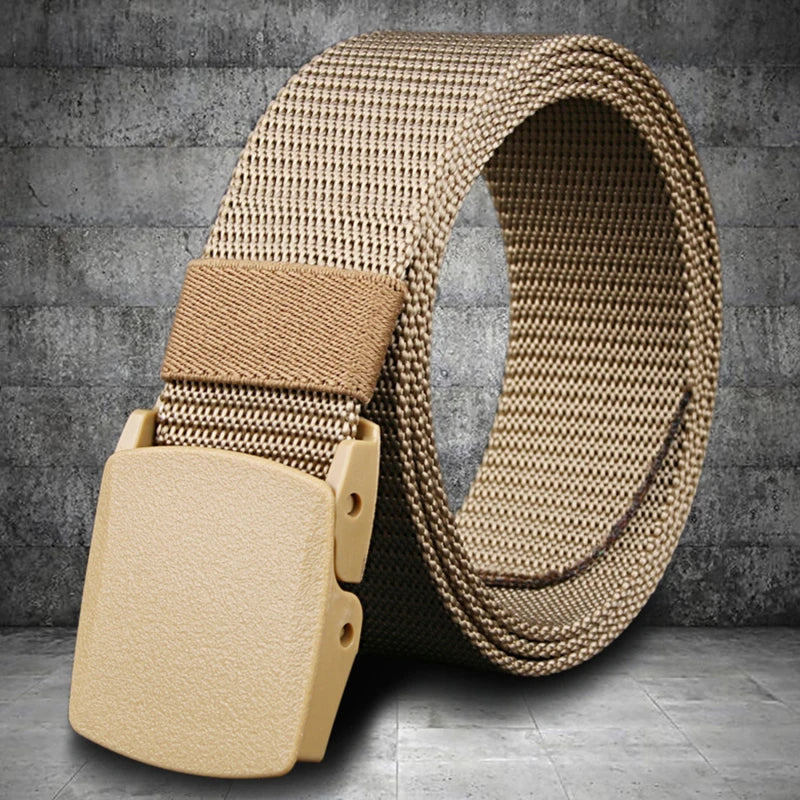 Men's Belt Casual Lightweight Breathable Tactical Outdoor Automatic Buckle Military Training Security Check Male's Canvas Belts
