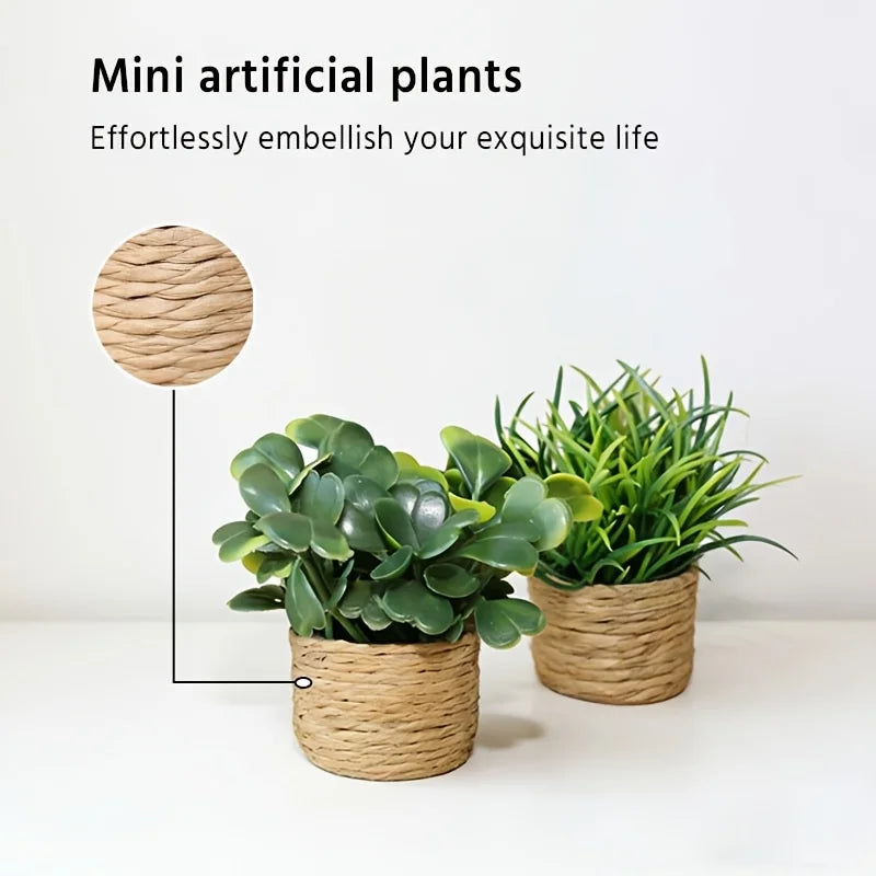 Artificial Potted Plants, Cute Mini Plants Potted Landscape Suitable for Indoor Outdoor Home Kitchen Desk Office