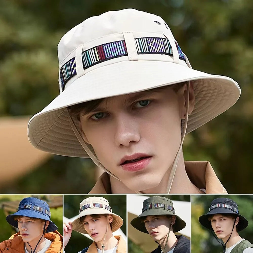 Casual Sun Protection Sun Hats Breathable Adjustable Drawstring Bucket Hat Quick-Dry Fisherman Hats Outdoor