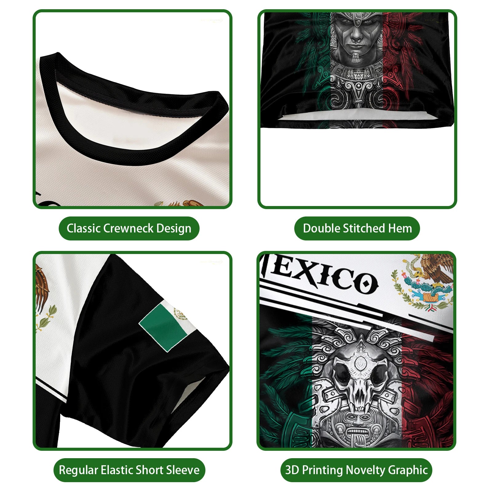 Mexico Jersey T Shirt Summer Outdoor Sports Football Uniform Mexican Mexican Flag Independence Day Gifts Short Sleeved T-shirts