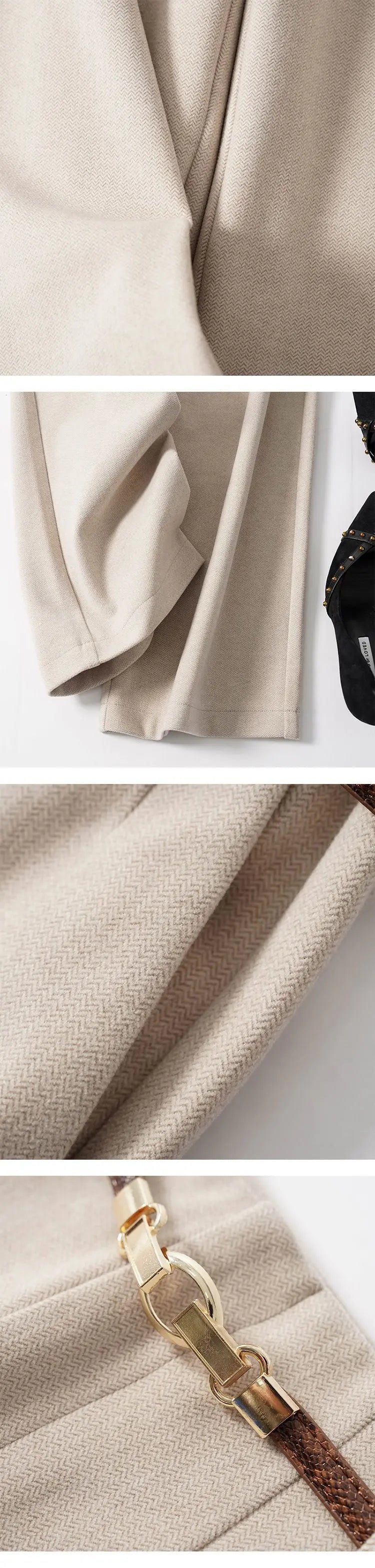 CGC Korean Fashion High Waist Loose Wide Leg Pants Women Woolen Trousers Simple Solid Straight Baggy Pants Casual Jogging Pants