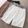 Men's Solid Color Waffle Shorts – Casual Mid-Waist Summer Shorts