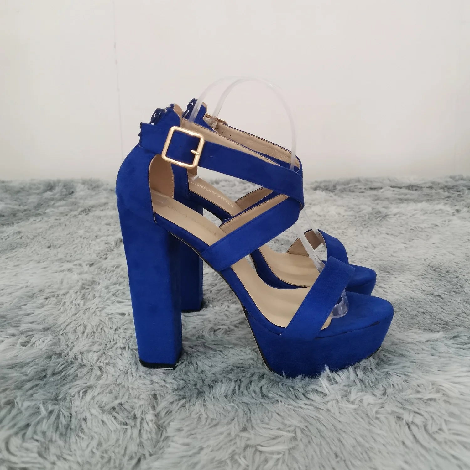 Women Sandals Open Toe Thick High Heels Chunky Cross Strap Buckle Platform Pumps Dress Party Wedding Shoes