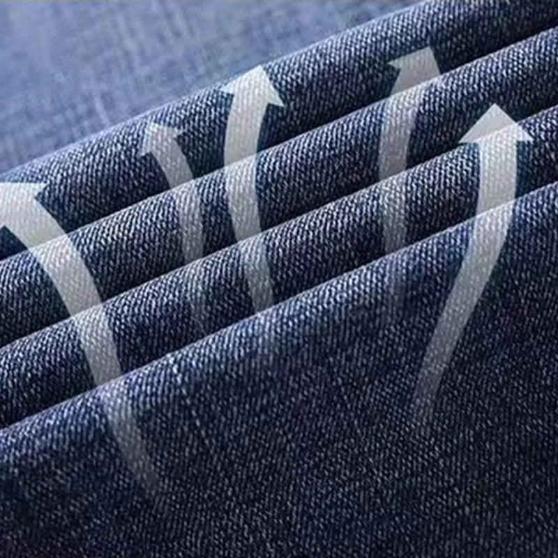 Men Fashion Loose Straight Elasticity Jeans Male Wear-resistant Slim Fit Denim Pants Smart Casual Dark Gray Trousers