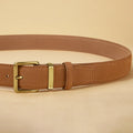 Women's Luxury Suede Cowhide Leather Belt – Gold Buckle Wide Waistband