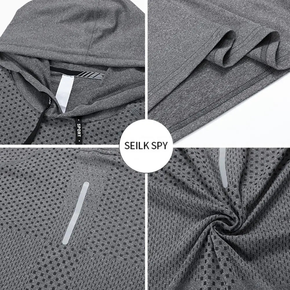 Mens Fitness Tracksuit Running Sport Hoodie Gym Joggers Hooded Outdoor Workout Shirts Tops Clothing Muscle Training Sweatshirt
