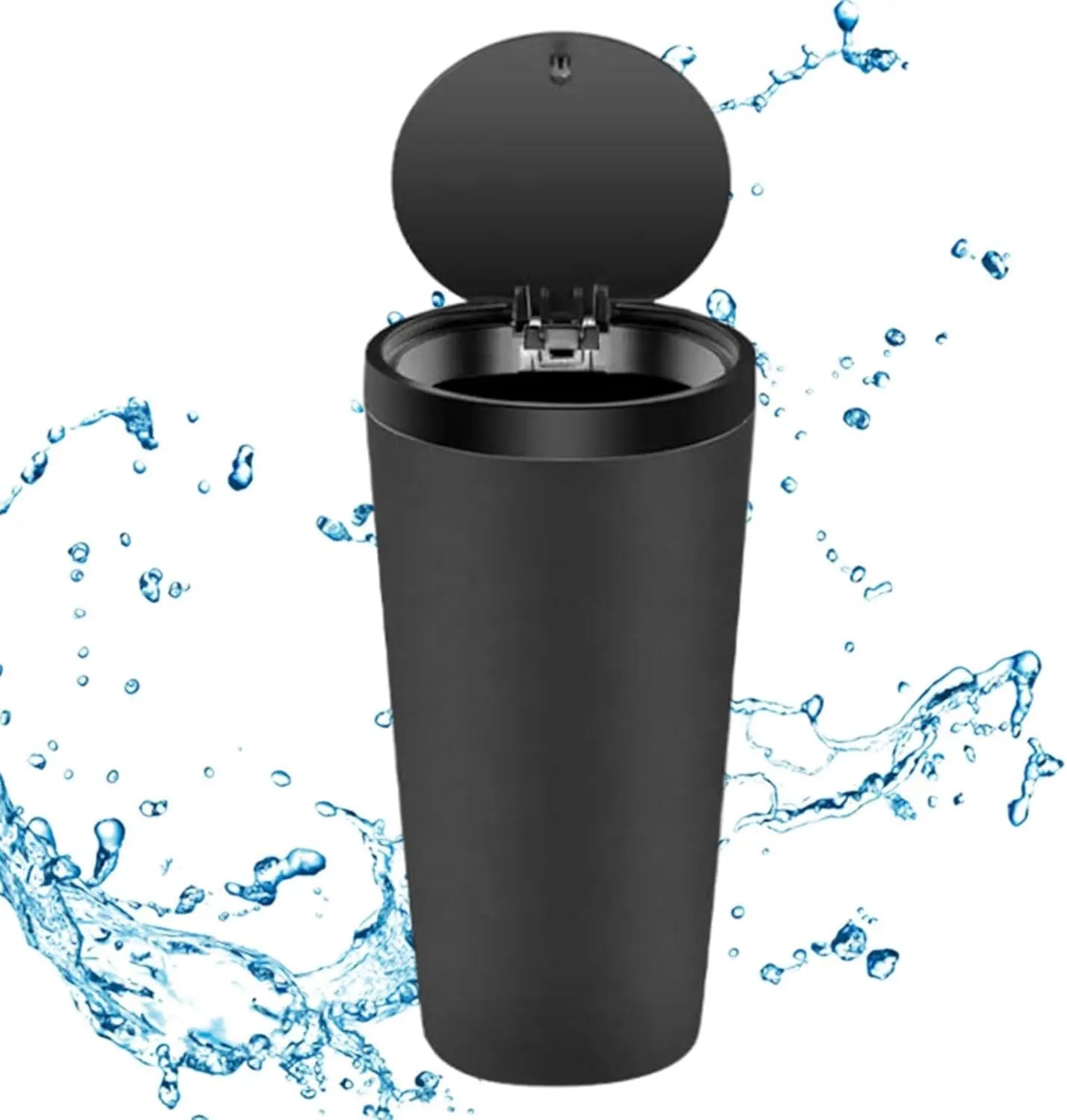Compact Leakproof Mini Car Trash Can with Easy-Press Pop-Up Lid Durable Odor-Blocking Waterproof ABS Bin for Cup Holders Storage
