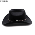 Vintage Western Cowboy Hat For Men's Gentleman Lady Jazz Cowgirl With Leather Wide Brim Cloche Church Sombrero Hombre Caps