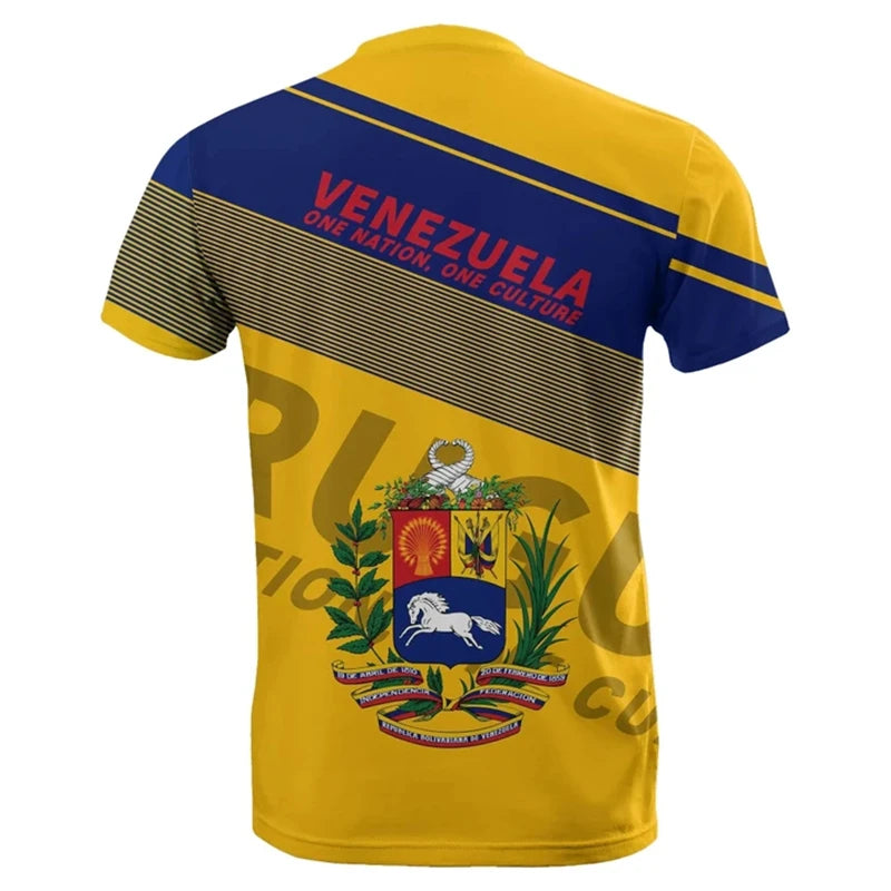 3d Print Venezuela Flag T-Shirt For Men Summer Round Neck Short Sleeve Tees Gym Sports Oversized T Shirts Tops Male Clothes