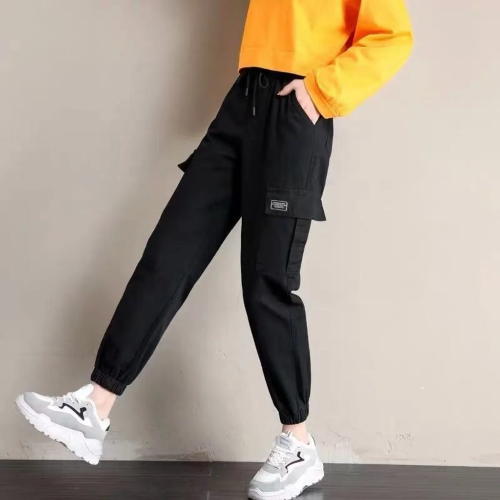 Women Pants Thin Style New Solid Casual Pockets Wide Leg Trousers Drawstring Fashion Ladies Straight Pants Versatile Trend