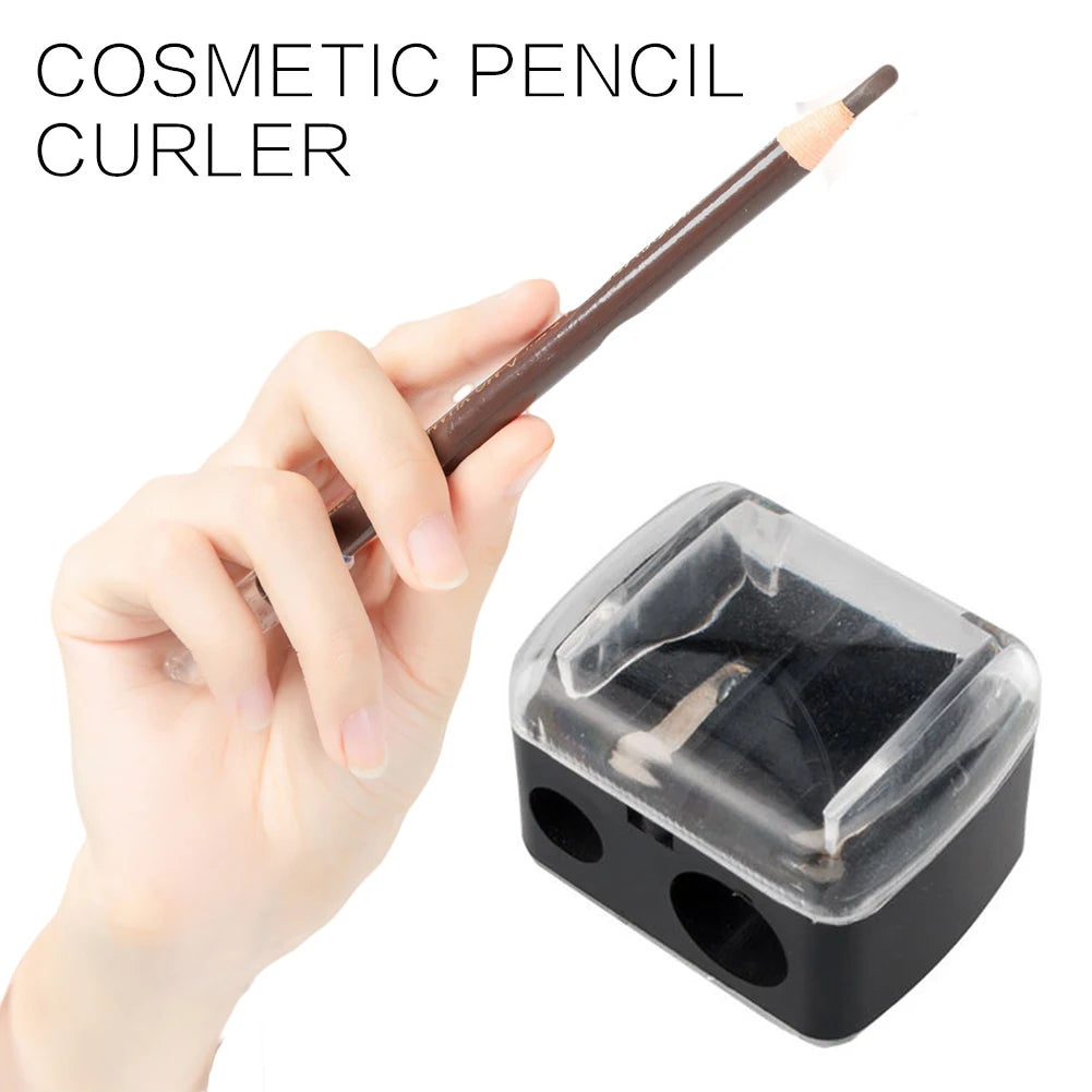 Portable Makeup Cosmetic Pencil with Cleaning Stick Women Ladies Double Holes Sharpener Pencil Sharpeners