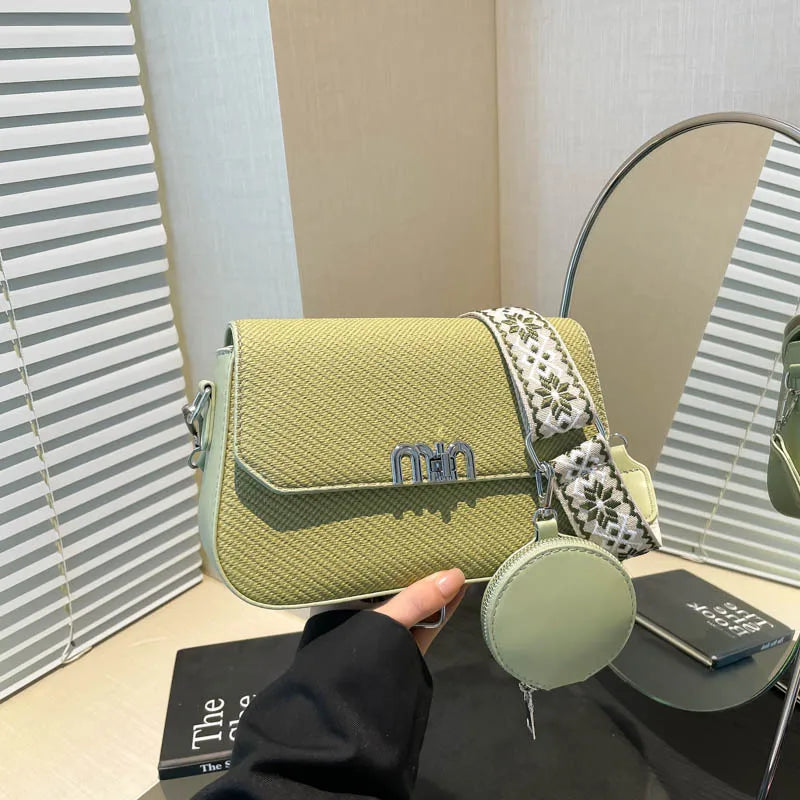 ‌2025 Korean-Style Wide Strap Bag - Crossbody/Shoulder/Handheld Multi-Way Purse, Trendy Small Handbag for Women