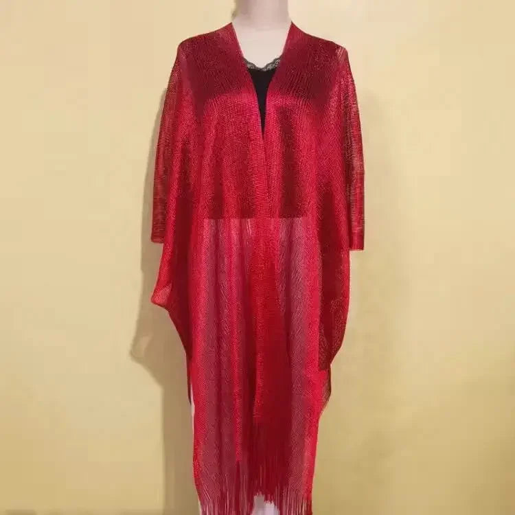 Solid Bikini Cover Up Tassel Beach Dress Tunics Swimsuit Bathing Suit Women Shining Cover Ups for Swimwear Women Pareo Plage