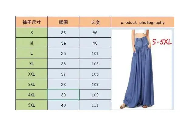 Wide-leg Pants Ladies Loose Plus Size High Waist Long Trousers