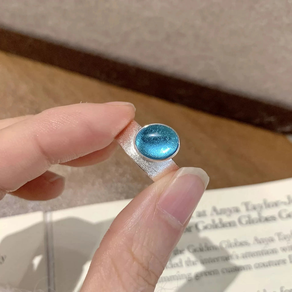 XIYANIKE Exquisite Blue Zircon Matte Wide Adjustable Open Rings For Women Sweet Cool Fashion New Jewelry Gift Party кольцо