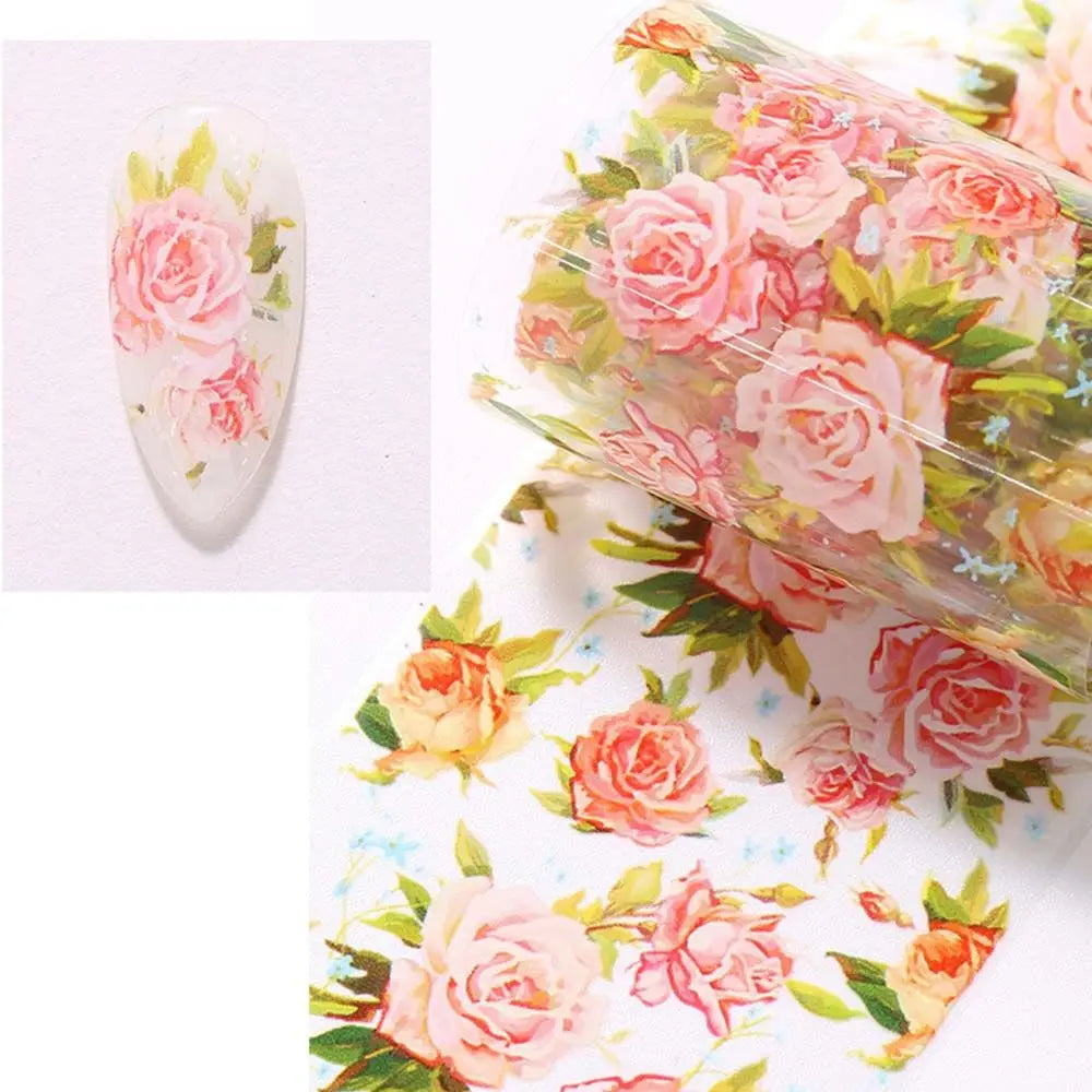 Nail Art Accessories Full Wraps Sliders Holographic Nails Decals Flower Nail Foils Floral Nails Stickers Transfer Paper Decals