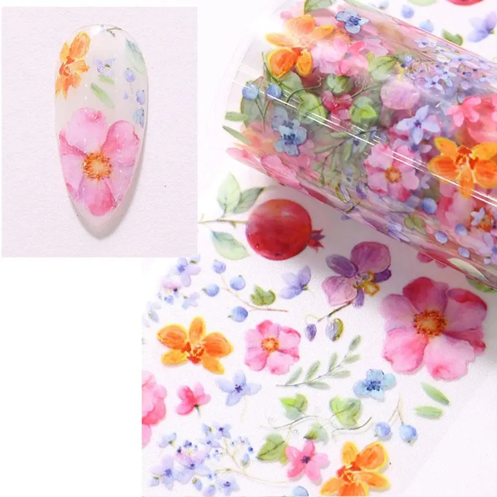 Nail Art Accessories Full Wraps Sliders Holographic Nails Decals Flower Nail Foils Floral Nails Stickers Transfer Paper Decals