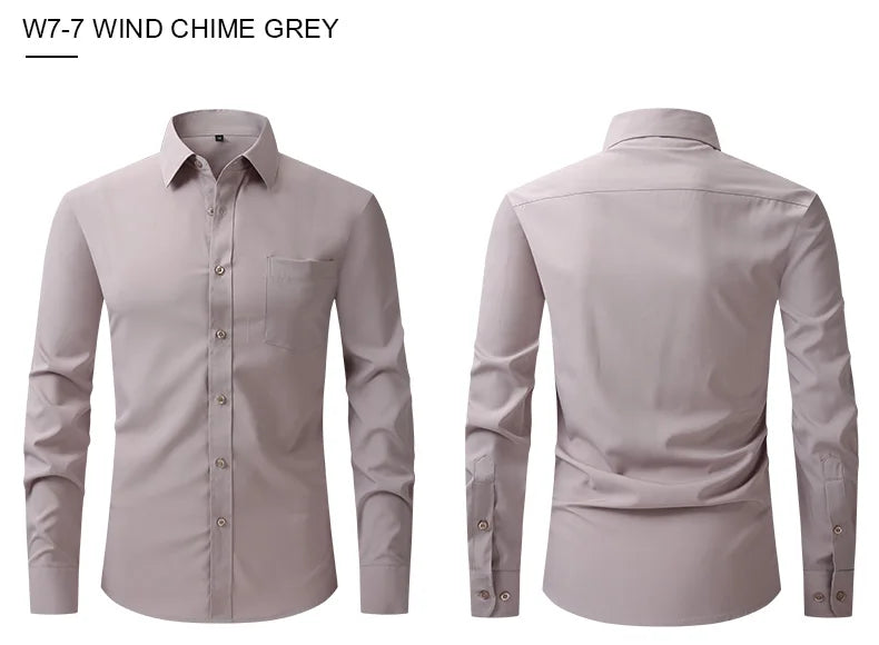 New spring and summer American men's shirt business casual long sleeve slim professional formal wear free ironing solid color