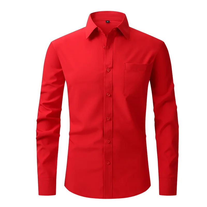 New spring and summer American men's shirt business casual long sleeve slim professional formal wear free ironing solid color