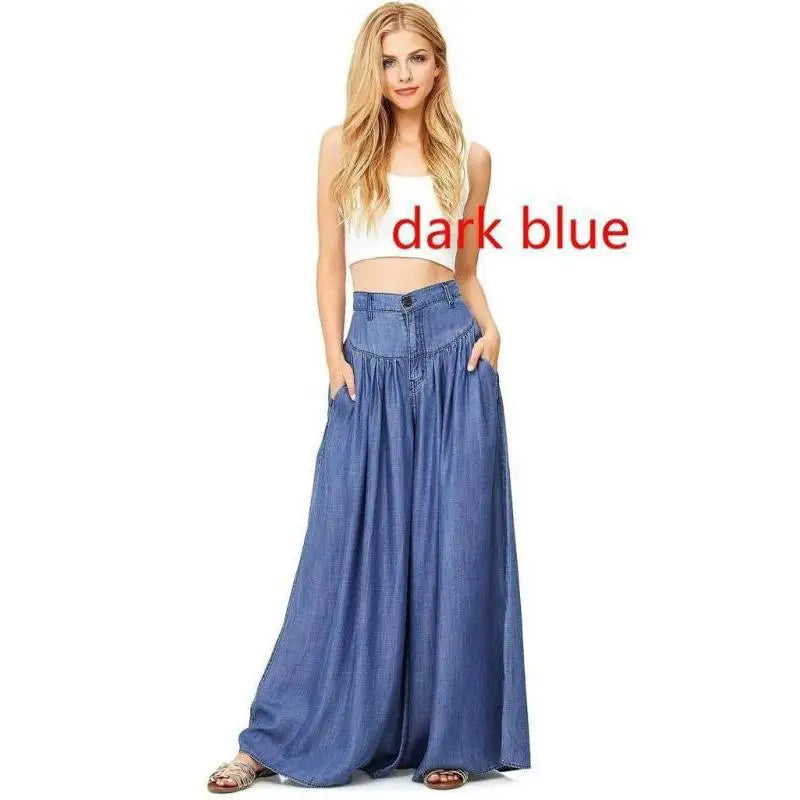 Wide-leg Pants Ladies Loose Plus Size High Waist Long Trousers