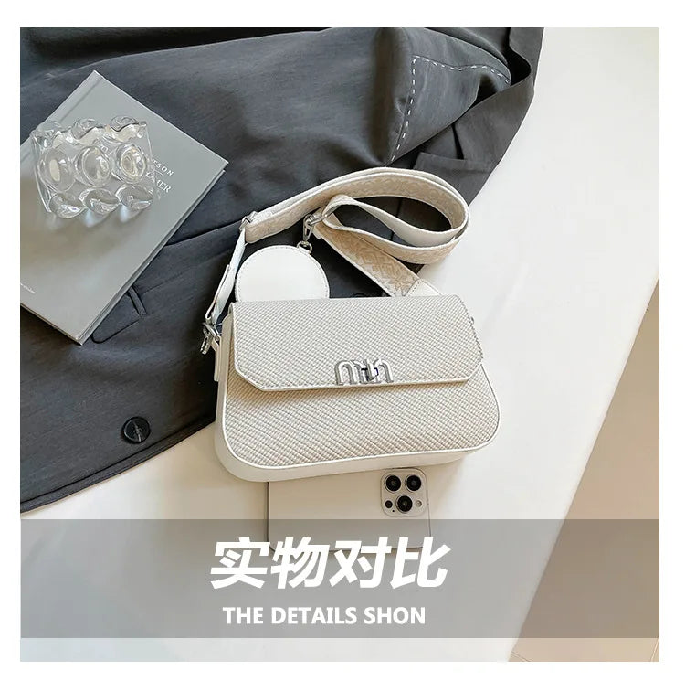 ‌2025 Korean-Style Wide Strap Bag - Crossbody/Shoulder/Handheld Multi-Way Purse, Trendy Small Handbag for Women