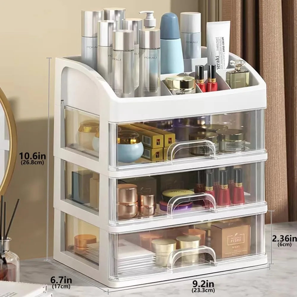 Multi-Layer Desktop Storage Box Drawer Organizer Cabinet for Cosmetics Jewelry Hair Accessories Stationery Home Office
