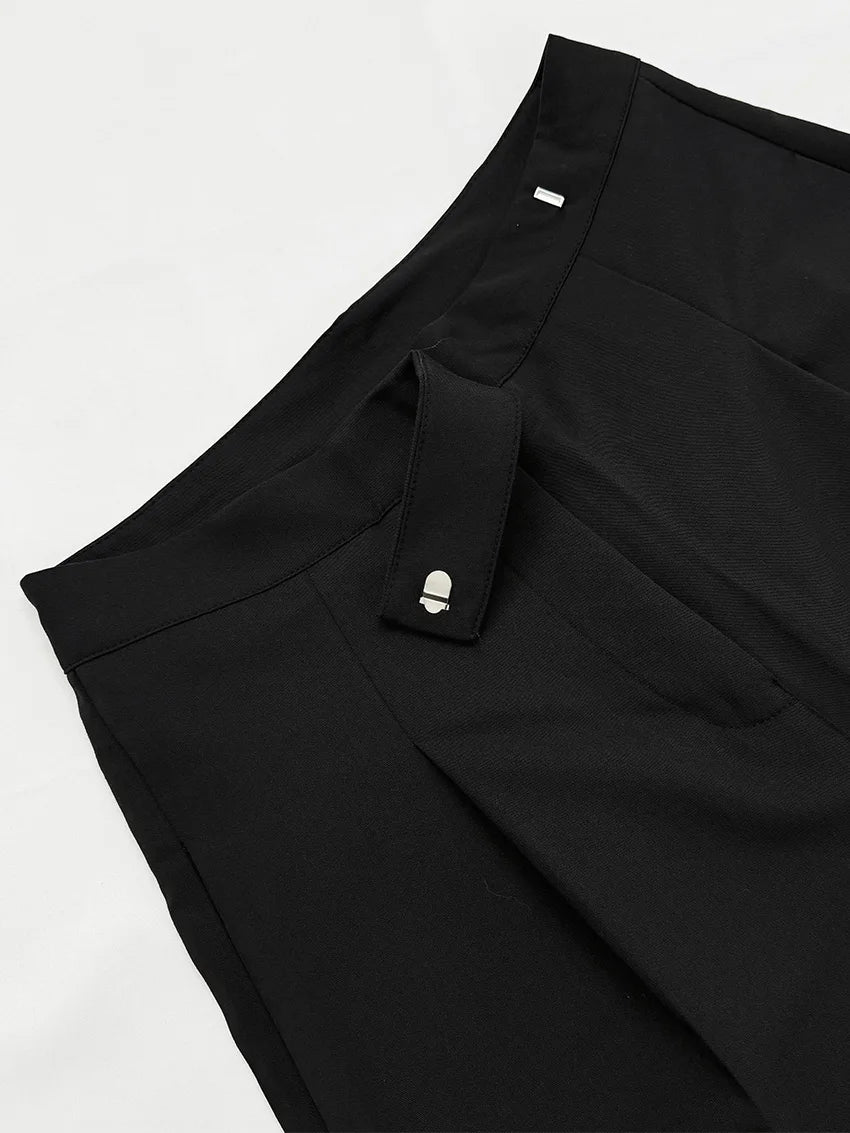 Parc Fee Fashion Loose Black Office Women's Pants Casual High Waist Wide Trousers Elegant Classic Full Length Pants Female
