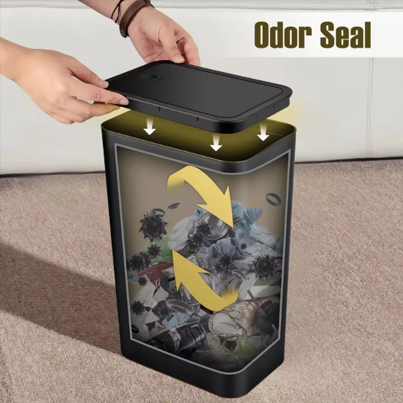 10L Small Black Bathroom Trash Can with Pop Up Lid Compact Plastic Garbage Bin For Cleaning Kitchen Food And Meal Residue