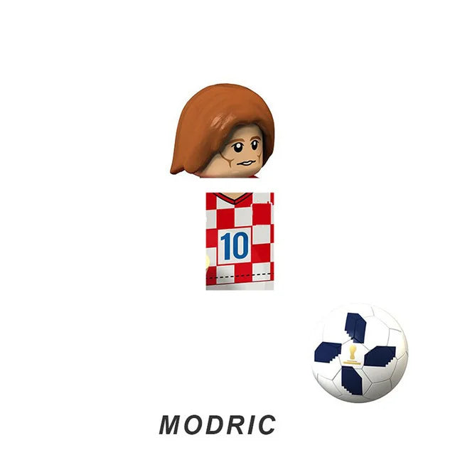 World Famous Football Players Figurine Messi Ronaldo Neymar Lewandowski Mini Action Building Block Model Toy Kids Gifts