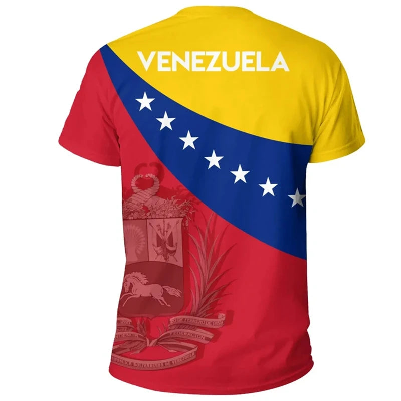 3d Print Venezuela Flag T-Shirt For Men Summer Round Neck Short Sleeve Tees Gym Sports Oversized T Shirts Tops Male Clothes