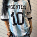 Argentina No.10 Print Football Jersey Women TShirt O-Neck Loose Mesh Short Sleeve Personaliz Fashion Casual Sport Women Clothing
