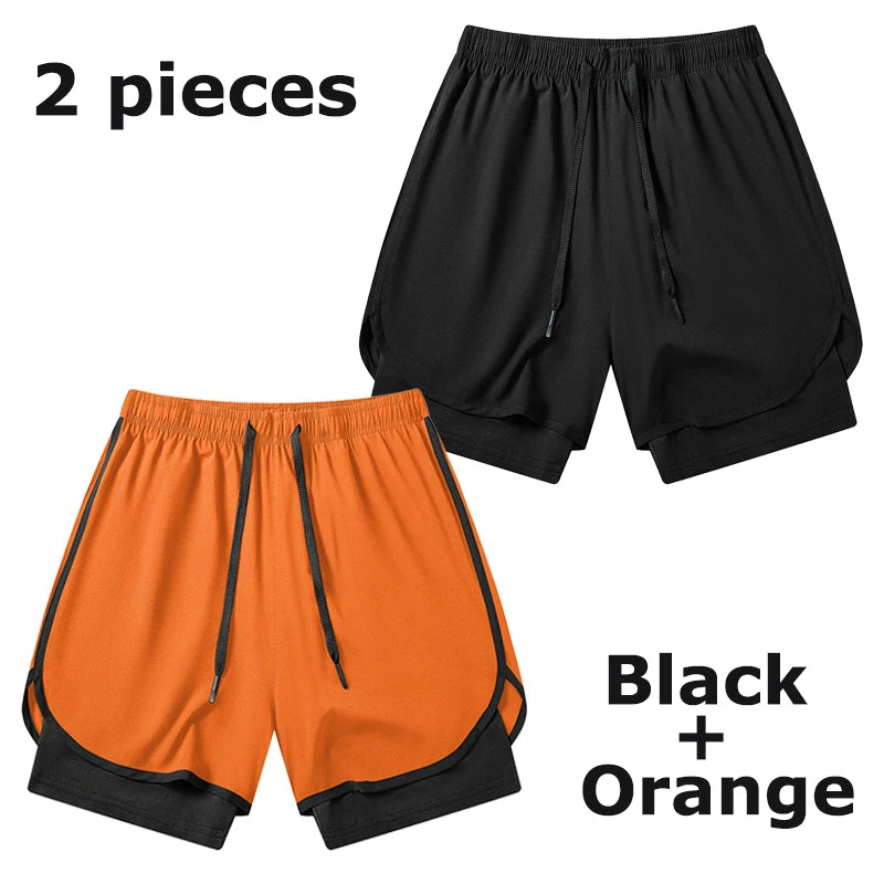 Men's 2 in 1 Running Workout Short with Phone Pocket Towel Loop Gym Athletic Quick Dry Stretchy Performance Shorts Activewear