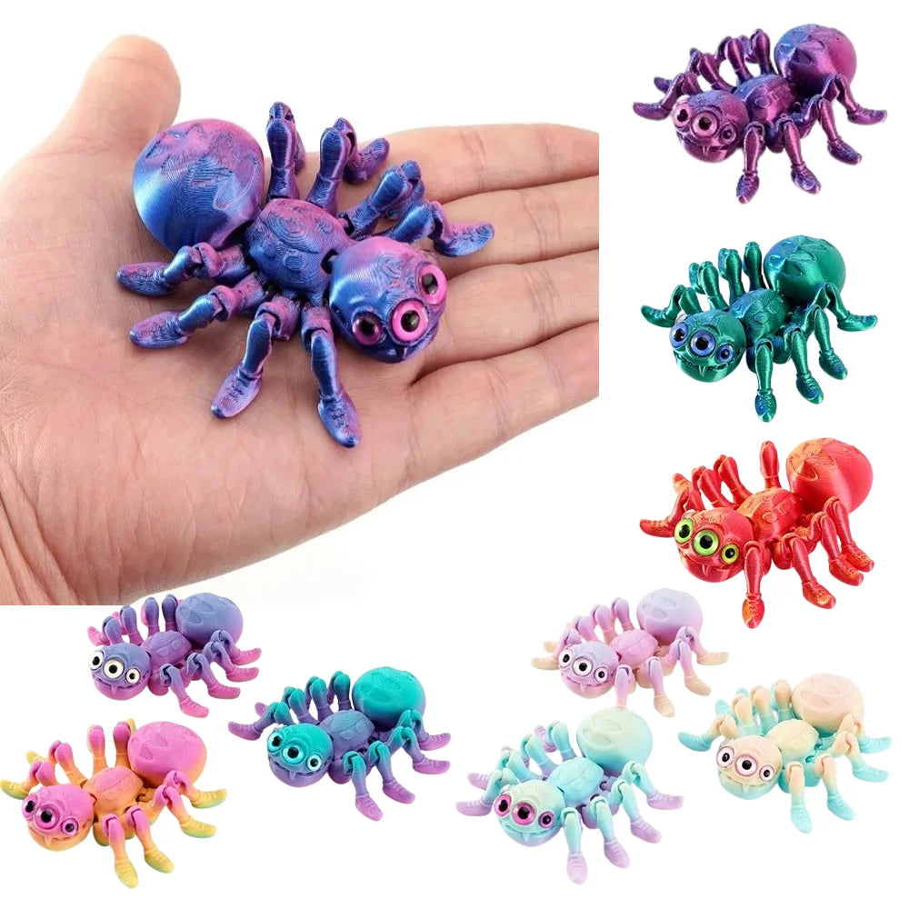 3D Printed Spider, Articulated 3D Animals,Relief Stress Fidget Toys, Desktop Pet Halloween Surprise Gift for Home Office Décor