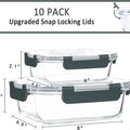 10-Pack Glass Meal Prep Containers with Lids, Airtight Food Storage for Microwave, Oven, Freezer & Dishwasher