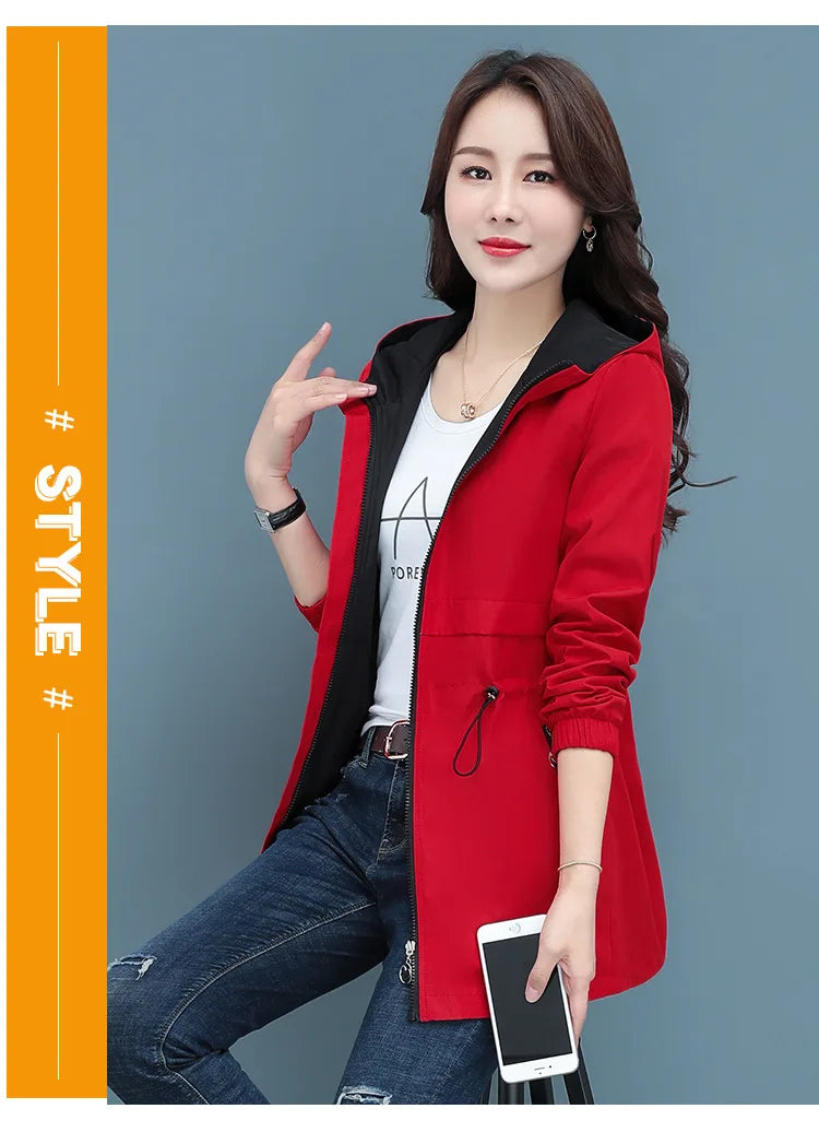 Spring Autumn Jacket Women's Loose Coat 2025 New Double-sided Wear Trench Coat Mid-length Windbreaker 5XL Women's Top