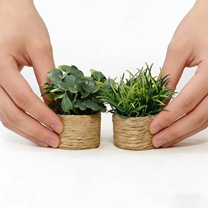 Artificial Potted Plants, Cute Mini Plants Potted Landscape Suitable for Indoor Outdoor Home Kitchen Desk Office