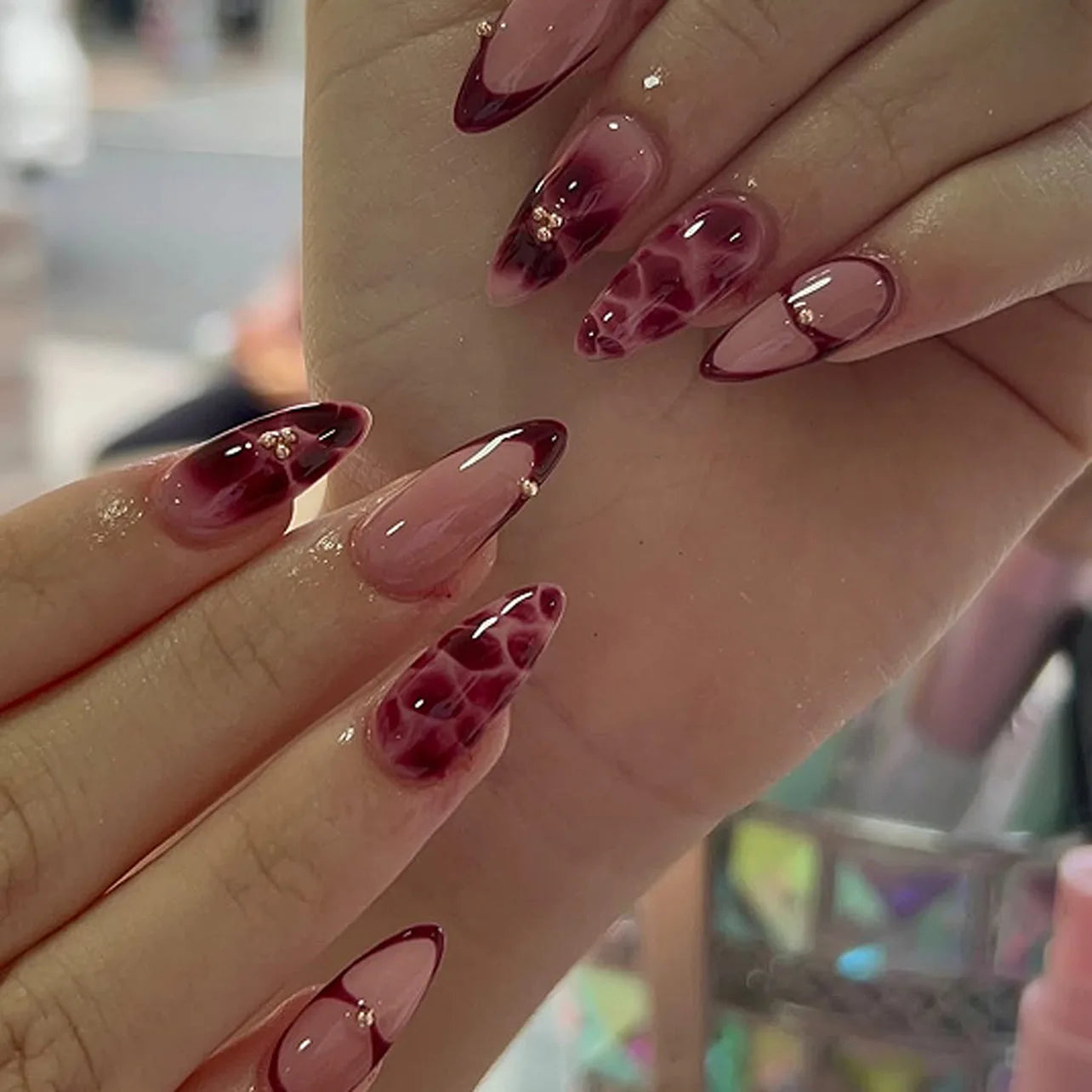 Autumn Matte Press-On Nails | 24pcs Rose Leaf Almond | Full Cover Acrylic Nail Tips with Glue