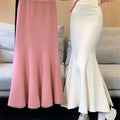 Knitting Skirts For Women Fashion High Waist Slim Trumpet Mermaid Skirts Office Ladies Casual Elegant Ankle Length Long Skirt