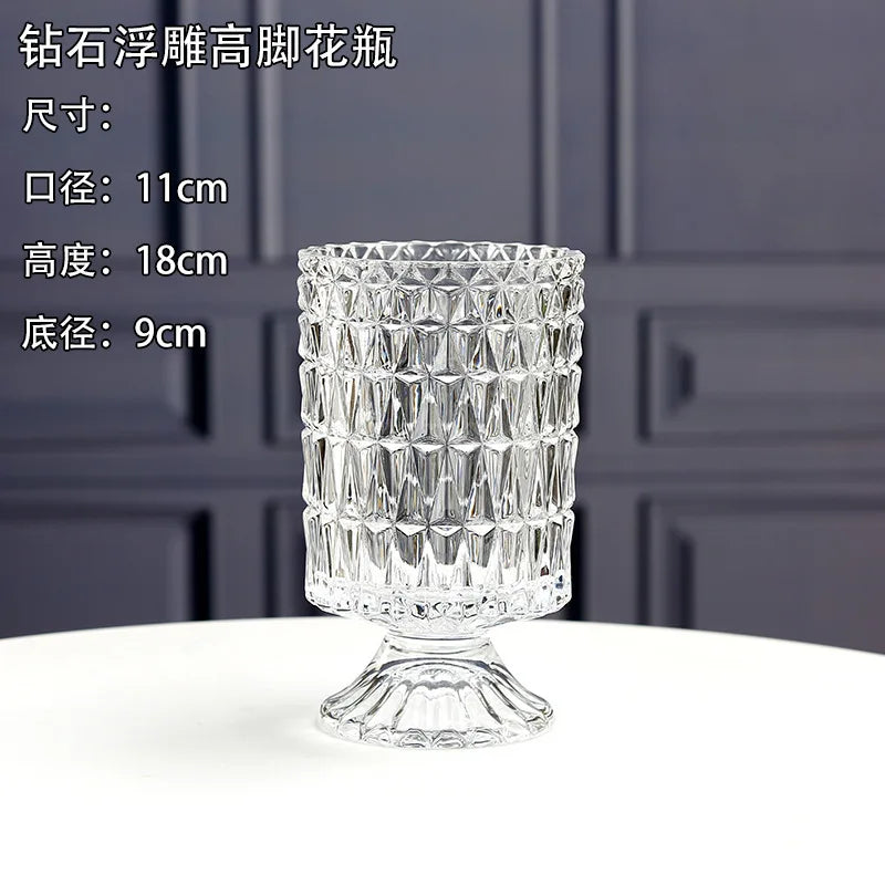 Embossed Vase Glass Crystal Net Red French High-quality